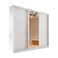 Guarda Roupa Casal 3 Portas de Correr e 4 Gavetas c/ Espelho Capri Bia