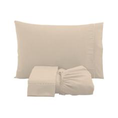 Jogo de lençol solteiro 3 peças 100% algodão percal 200 fios com acaba