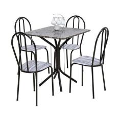 Conjunto de Mesa Thais com 4 Cadeiras Craqueado Preto Linho - Artefamo