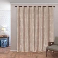 Cortina Blackout PVC c/ Tecido Voil Xadrez 2,80 x 2,30 Avelã - Eddi Ca