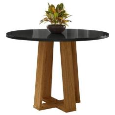 Mesa De Jantar Redonda 4 Lugares 100cm Ella N02 Ypê/Preto - Mpozenato,