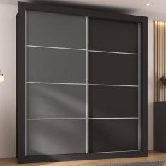 Guarda-roupas Casal 2 Portas De Correr 4 Gavetas Chicago Multimóveis Mp4315 Preto/grafite Preto/grafite