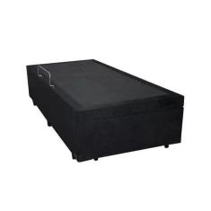 Cama Box Baú Solteiro Blindado Suede Preto