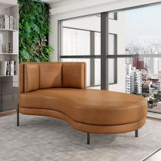 Sofá Chaise Lado Direito Downey Sala De Estar Pu Whisky G15 - Gran Belo