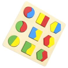 Brinquedo Educativo Madeira Encaixe Formas 9 Peças 15x15cm - BAZARGERA