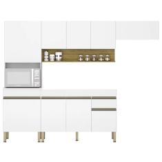 Armário de Cozinha 4 peças Balcão sem Tampo 150cm Lina14 Z06 Supremo/Freijó - Mpozenato