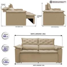 Sofá Retrátil e Reclinável Cama inBox Compact 1,50m Tecido Suede Velus