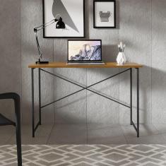 Escrivaninha Steel 76 Cm Estilo Industrial Com Pés Em Aço Preto/naturale Preto/naturale