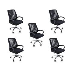Kit 5 Cadeiras de Escritório Esteirinha Mesh Ergonômica - Preto