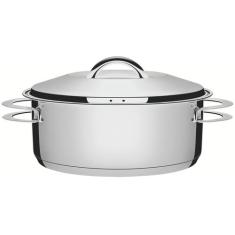Caçarola Tramontina Solar Rasa em Aço Inox Fundo Triplo com Tampa e Al