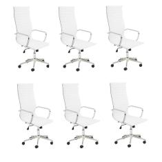 Kit 6 Cadeiras de Escritório Presidente Giratória Sevilha Branco