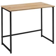 Escrivaninha Industrial Aço Preto I15 Tampo Natural Madeira Taeda Dmobiliario