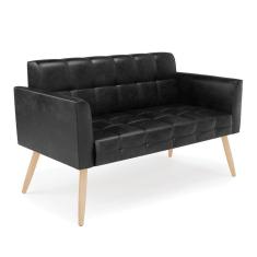 Sofá Namoradeira Elisa Corano Pés Palito Natural - D`rossi Cor Preto