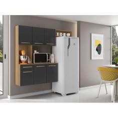 Armário de Cozinha com Balcão Compacta Suspensa Carol - Atacama Grafite - Aramoveis