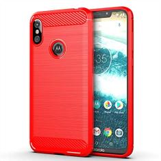 Capa para Motorola Moto One Power 2, capa de material de fibra de carbono, suave antiderrapante, macia, anti-impressões digitais, capa totalmente protetora para Motorola Moto One Power 2