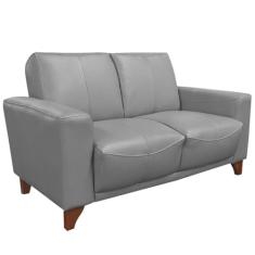 Sofá 2 Lugares Sala de Estar Recepção 145cm Russia Couro Cinza G40 - Gran Belo