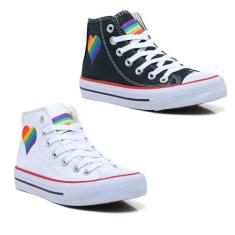 Lgbt tenis Kit 2 Pares All Orgulho Cano Alto Botinha Star Envio Imedia