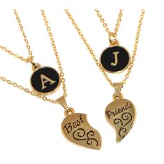 Colar Duplo Best Friends Amizade Amigas Inicial Folheado 18k