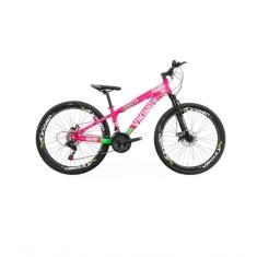 Bicicleta Viking Aro 26 Câmbio Importado 21v Vmaxx Rosa Verde