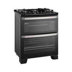 Fogão Electrolux 5 Bocas Experience FE5DP com Duplo Forno, Mesa de Vidro, PerfectCook360 e VaporBake - Preto