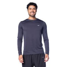 Camiseta Masculina Mizuno Nirvana Manga Longa Azul, Azul, G