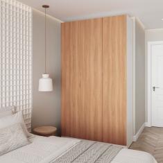 Guarda Roupa Modulado 3 Portas Com Cabideiro Hera Cabecasa Madeiramadeira Branco Geada/louro/cromado