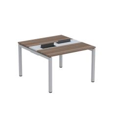 Mesa Plataforma Dupla Com Pé De Aço Para Coworking 110x120 Pdc11-12-2p Walnut-cinza