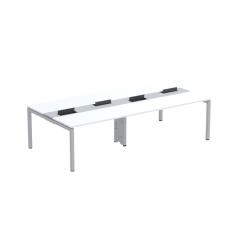 Mesa De Plataforma Dupla Para 4 Pessoas Corporativa 140x140-4p Pdc14-14-4p Branco-cinza