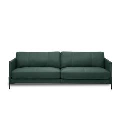 Sofá Decorativo Karine 3 Lugares Sala De Estar 240cm Pés Em Aço Couro Verde Musgo