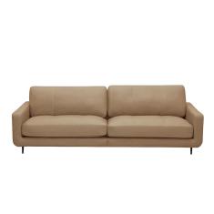 Sofá Decorativo Isaac 3 Lugares Sala De Estar 240cm Pés Em Aço Couro Nude