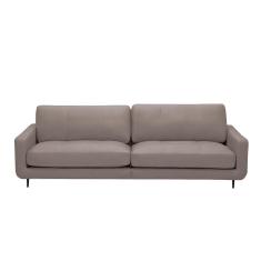 Sofá Decorativo Isaac 3 Lugares Sala De Estar 210cm Pés Em Aço Couro Avelã