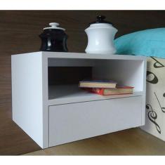 Mesa De Cabeceira Nicho Com Gaveteiro Suspenso De Parede Branco Laca -