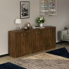 Kit 3 Balcões Me4103 com 6 Portas e Prateleira 74,5cmx180cm - Espresso