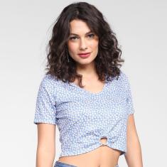 Blusa Lecimar Cropped Floral Feminina-Feminino