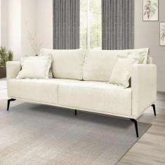 Sofá 2 Lugares 160cm Linho Lion Branco Natural - Spezzia Decor