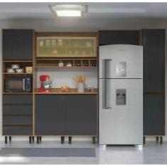 Cozinha Compacta 5 Peças 7 Portas 4 Gavetas Confort Cinamomo/Grafite