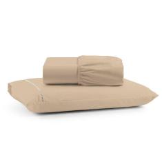 Jogo De Lençol Luiza Solteiro 2 Pçs Percal 100% Algodão 180 Fios Ponto Palito - Avelã