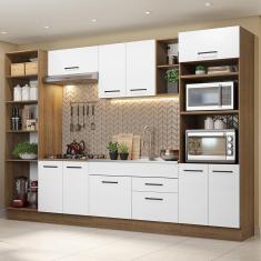 Armário De Cozinha Completa 330cm Rustic/branco Agata Madesa 02 Rustic/branco