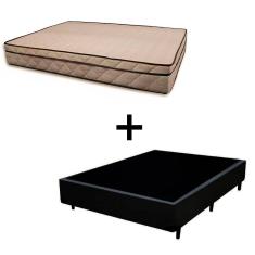 Cama Box Viúva 128 Tecido Sintético Preto Com Colchão Polônia Bello Box - D28 65x128x188