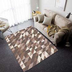 Tapete Geométrico Losangos Casa Dona Antiderrapante 140x200cm Marrom