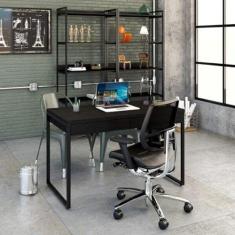 Mesa para Escritório 120cm 2 Gavetas Kuadra Compace Preto Onix
