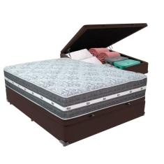 Cama Box Baú Casal E Colchão Black Graphite Anjos Molas Cor:marrom