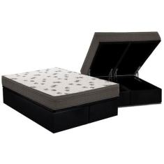 Cama Box Baú Queen: Colchão Espuma D45 Ortobom Light + Base CRC Suede 