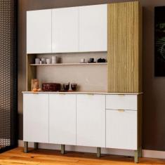 Cozinha Compacta 8 Portas 1 Gaveta Slow Kits Paraná, Freijo/Artico/CP-