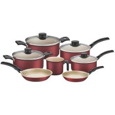 Jogo de Panelas Tramontina Antiaderente - de Alumínio Vermelho 7 Peças