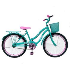 Bicicleta Aro 24 Feminina Jady Cecy Menina Com Cestinha Freio V Brake 