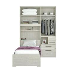 Quarto de Solteiro com Guarda-Roupa sem Cama 1225D Carvalho Claro - Mó