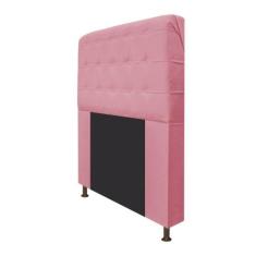 Cabeceira Estofada Dama 195 cm King Size Com Botonê Suede Rosa Bebê - 