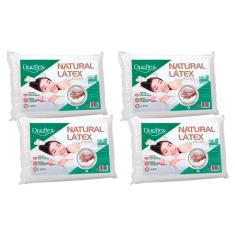 Travesseiro Látex Natural LN1200 c/ Capa Percal 200 Fios Kit c/ 4 Un 45x65 - Duoflex