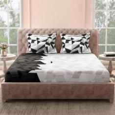 Jogo de Cama Box 3 peças Lençol Casal Micropercal Virol Geométrico Flo